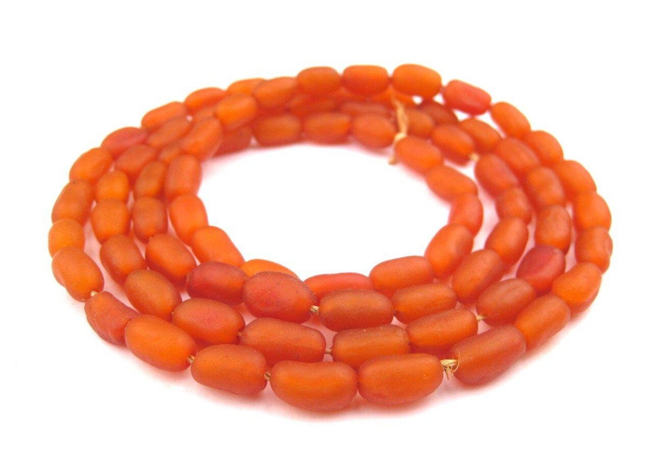 The Bead Chest River Amber Natural Seed Beads from Kenya Oval 5mm African Orange Wood 35-40 Inch Strand Handmade